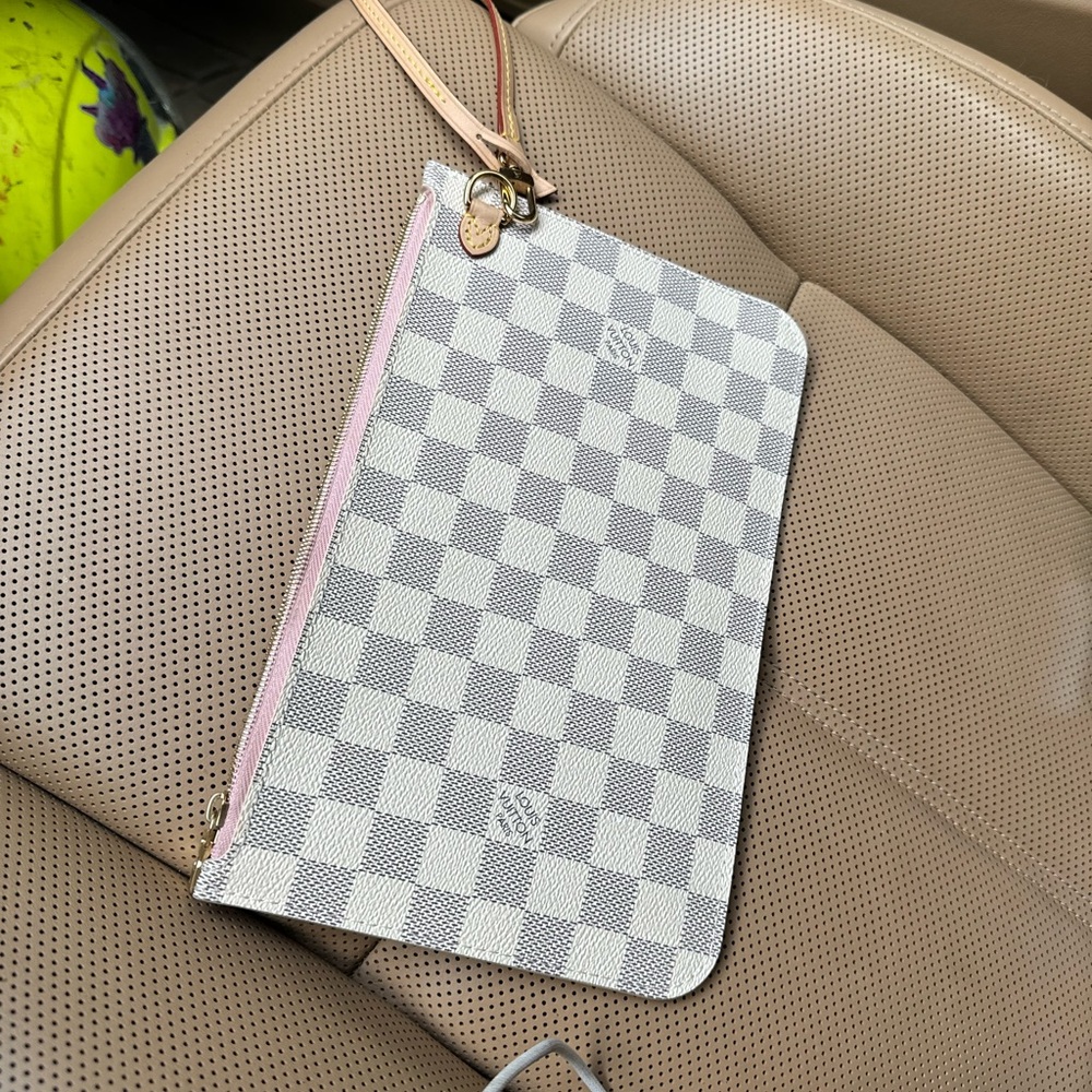 LV Wristlet Damier Azur Canvas Clutch Bag